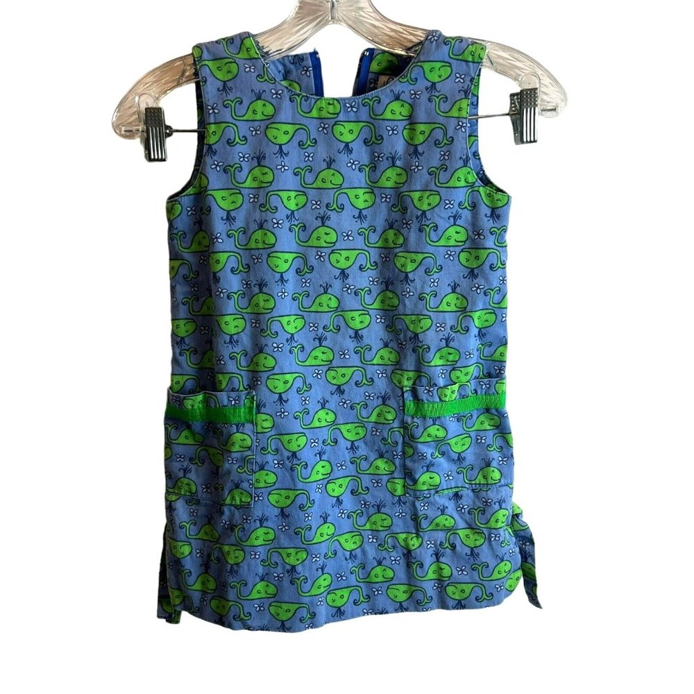 Lilly Pulitzer Toddler Girls Shift Dress Whale All Over Print Green Blue Size 6
